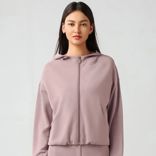 【巴黎精品】連帽運動外套彈力秋冬跑步健身服裸感親膚秋冬女裝(拉鍊開衫連帽女運動服6色n1mi30)