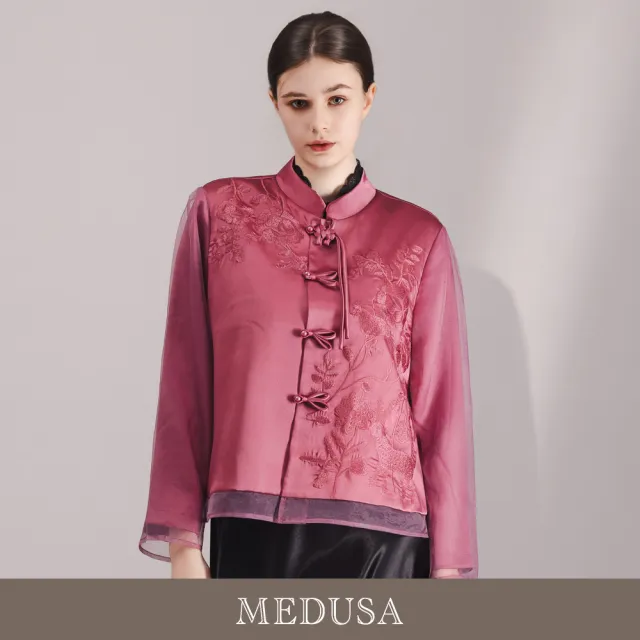 【MEDUSA 曼度莎】現貨-輕奢中式刺繡盤釦上衣(M-XL)|女長袖上衣 女外罩外搭 中式外套(701-81101)