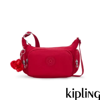 【KIPLING】『牛角包』寶石紅輕巧多袋側背包-GABBETTE S