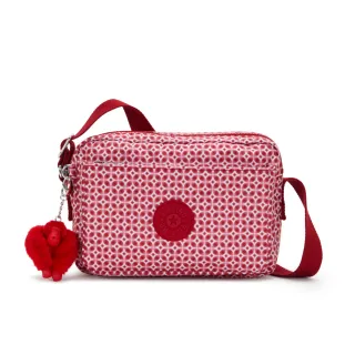 【KIPLING】（網路獨家款）紅白幾何印花多層隨身斜背包-ABANU M