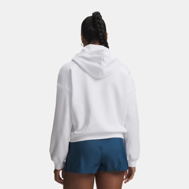 【UNDER ARMOUR】UA 女 Icon Fleece 半開襟長袖帽T_6012843-100(白色)