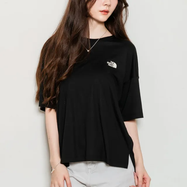 【The North Face】北臉 韓國 女版 胸前小標 下擺開岔 莫代爾棉 短袖 女生短袖