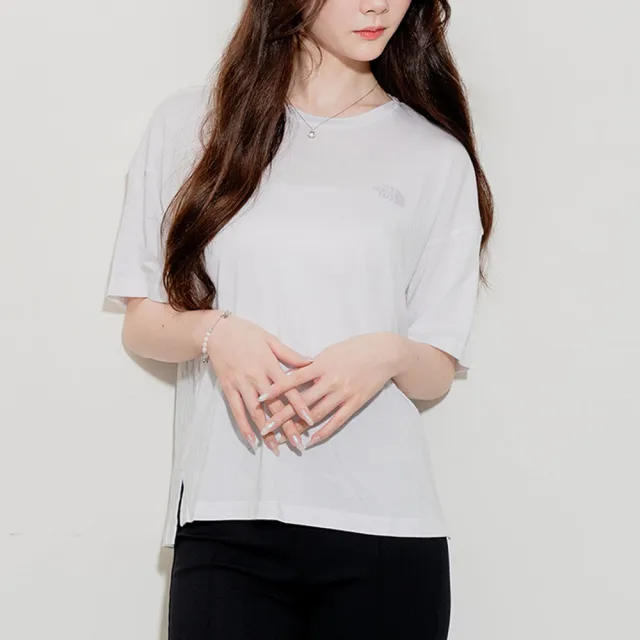 【The North Face】北臉 韓國 女版 胸前小標 下擺開岔 莫代爾棉 短袖 女生短袖