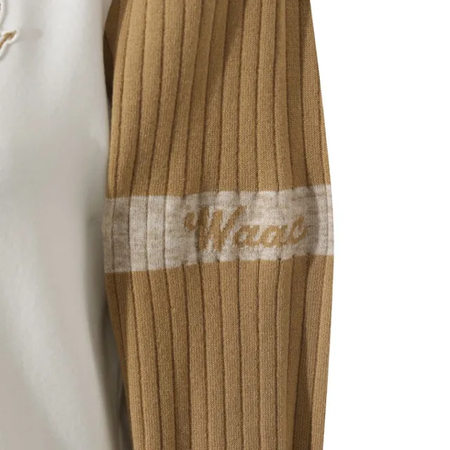 【WAAC】KNIT RIB COLOR HYBRID PULLOVER 女士 高領撞色長袖上衣(WWTBW25804-IVX)