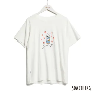 【SOMETHING】女裝 墨鏡兔基本短袖T恤(白色)
