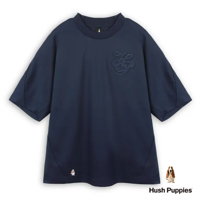 【Hush Puppies】男裝 上衣 涼感素色HP刺繡小狗上衣 (丈青 / 63110101)