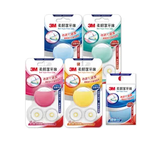 【3M】柔韌潔牙線馬卡龍造型2卡裝_四色任選(2顆潔牙線+4顆補充包)