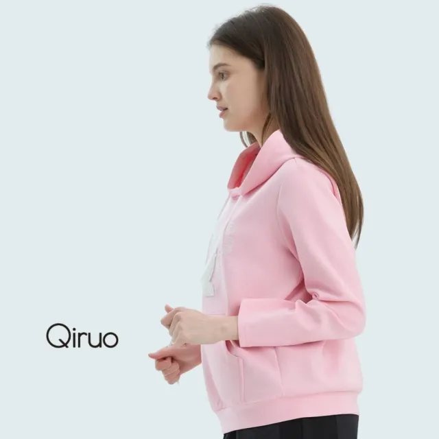 【Qiruo 奇若名品】中厚棉 連帽上衣粉紅色長袖上衣7201A 