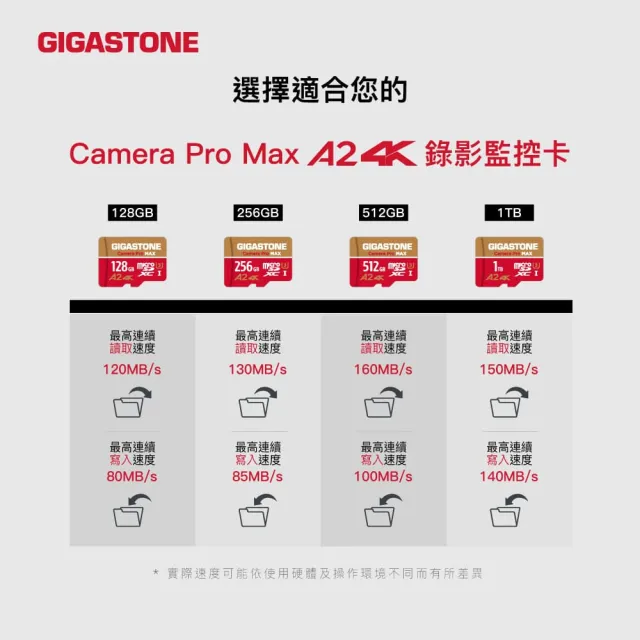 【GIGASTONE 立達】Camera Pro MAX microSDXC UHS-Ⅰ U3 A2 4K 256GB錄影監控記憶卡(網路攝影機/監視器)
