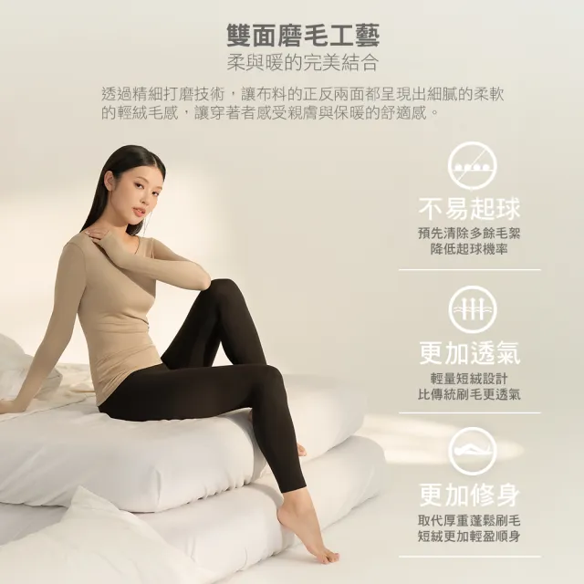 【MarCella 瑪榭】3件組-女款柔暖短磨毛九分保暖褲(內搭褲/保暖褲/發熱/九分褲)