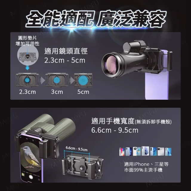 【APEXEL】升級款望遠鏡手機夾 單筒望遠鏡手機夾 通用手機夾(一體結構 廣泛通用 快速安裝)