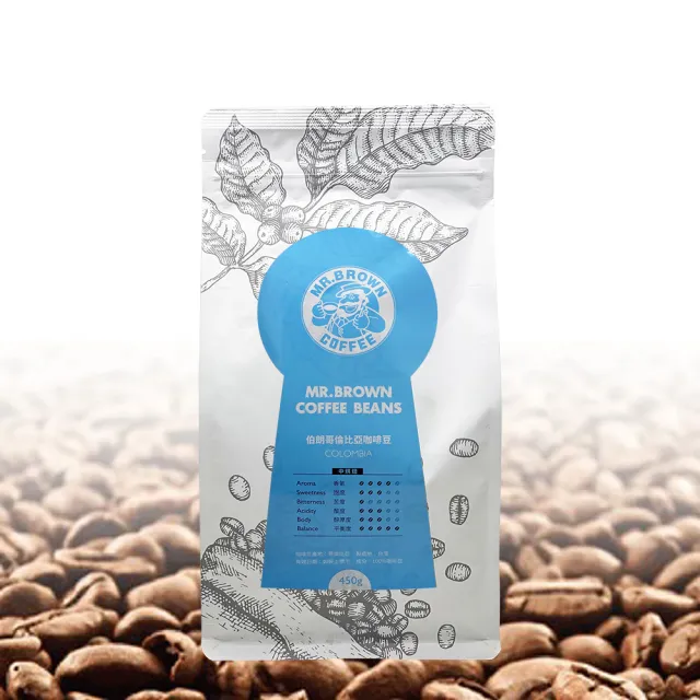 【MR.BROWN 伯朗】哥倫比亞咖啡豆一磅-Supremo等級(綜合咖啡豆 Coffee Blends)