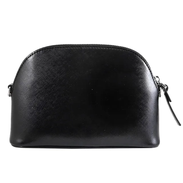 【MARC JACOBS】簡約金屬LOGO皮革拼接拉鍊半用包斜背包(黑)
