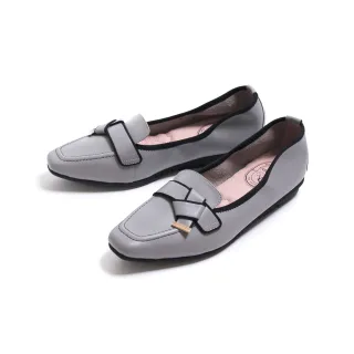 【FAIR LADY】我的旅行日記 簡約扭結羊皮平底樂福鞋(岩灰/502927 女鞋)