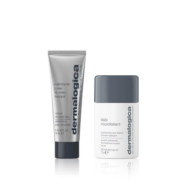 【dermalogica 德卡】熬夜亮顏急救組(多維面膜10ml+亮顏素13g/暗沉修護)