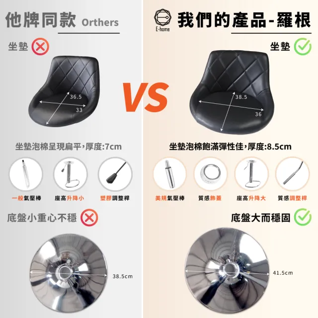 【E-home】Logan羅根菱格紋皮面可調式吧檯椅與餐椅 4色可選(吧檯椅 高腳椅 餐椅 休閒椅 加大底盤)