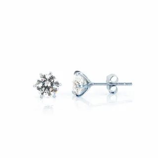 【City Diamond 引雅】晶鑽裸星 4.5mm 白K金 耳環(浮光流影系列)