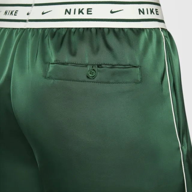 【NIKE 耐吉】長褲 女 運動褲 寬鬆 緞面 AS W NSW OFFLN WVN STN PANT 綠 IH1327-323