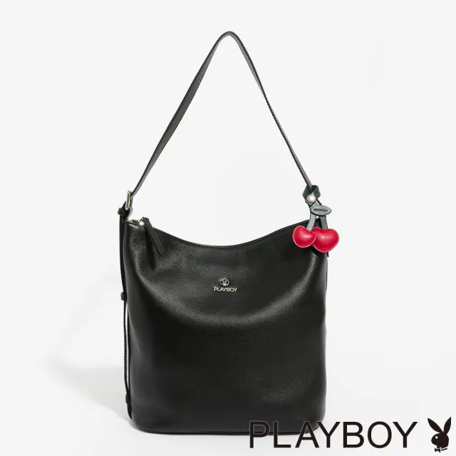 【PLAYBOY】大肩背包附長背帶 Midnight Cherry系列 - 黑色