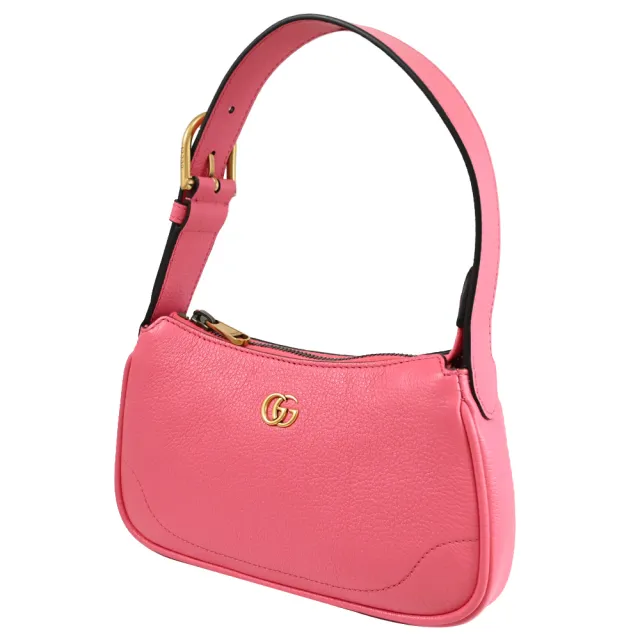 【GUCCI 古馳】Aphrodite 經典金屬雙G LOGO皮革手提包單肩包(粉)