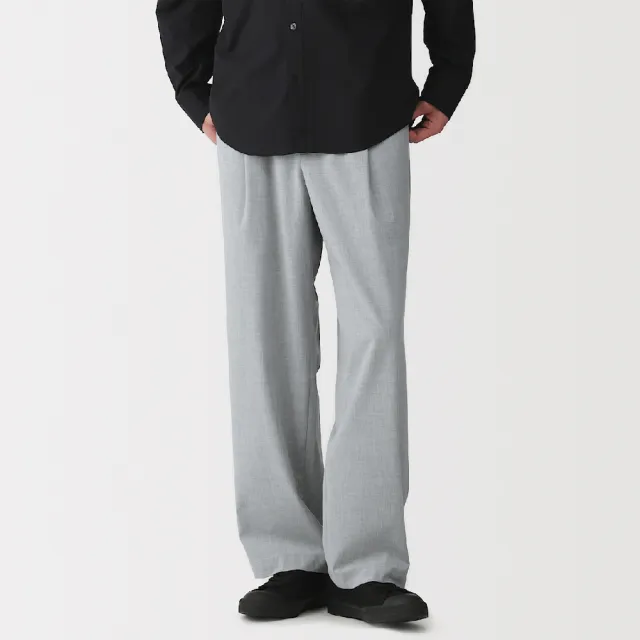 【MUJI 無印良品】男速乾打褶寬版褲(灰色/墨灰/黑色/灰棕)