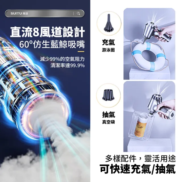 【SUiTU】Pro款大吸力車用吸塵器 無線手持 無刷電機(吹吸兩用 吸塵小鋼炮 ☆獨家加贈2顆濾芯)