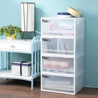 【KEYWAY 聯府】Fine 面寬40cm抽屜收納箱20L-4入組(單抽x2+雙抽x2 塑膠收納、衣物置物、日系無印風)