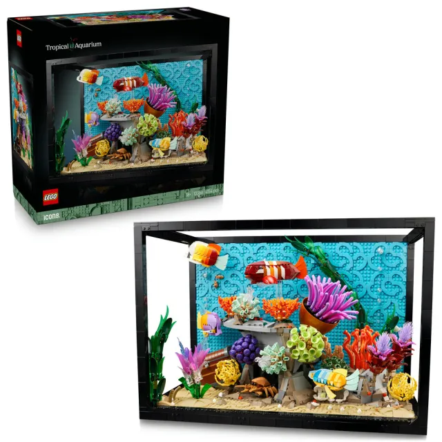 【LEGO 樂高】Icons 10366 熱帶水族箱(魚缸 海洋動物 居家擺設 積木 禮物)
