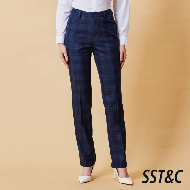 【SST&C】女裝 可機洗_藍黑格紋西裝褲-825212020041(換季65折)