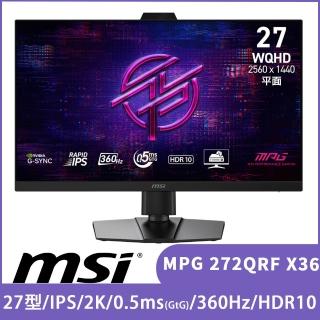 【MSI 微星】MPG 272QRF X36 27型 IPS 2K 360Hz電競螢幕 (G-SYNC Pulsar/護眼減藍光/HDR10)