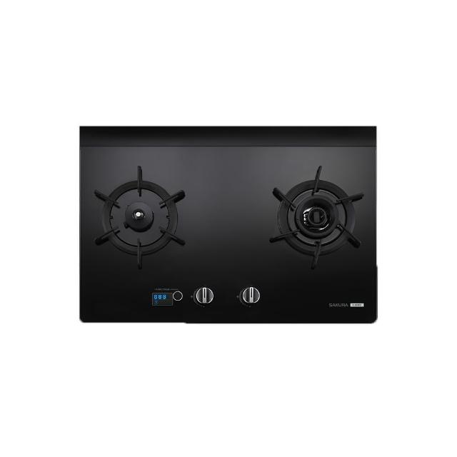  SAKURA櫻花牌 G-2926 雙口瓦斯爐，採用耐熱強化玻璃爐臺與雙炫火爐頭設計，提供高效熱傳導與8~9kW瓦斯消耗量。電子連續點火系統，方便安全使用；支援左、右乾燒功能，適合現代廚房。型號G2926G，產地臺灣，BSMI許可R51085，第一級能源效率，機體尺寸730 x 420 x 145 mm（含爐架），挖孔尺寸670 x 350 mm (R85)，使用DC 1.5V電源。保固1年，標準安裝，天然瓦斯適用。 