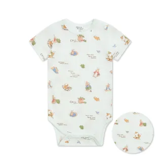 【奇哥】比得兔 嬰幼童裝 比得物語短袖側開包屁衣/兔裝-天絲洞感緹花布 (6-36個月)