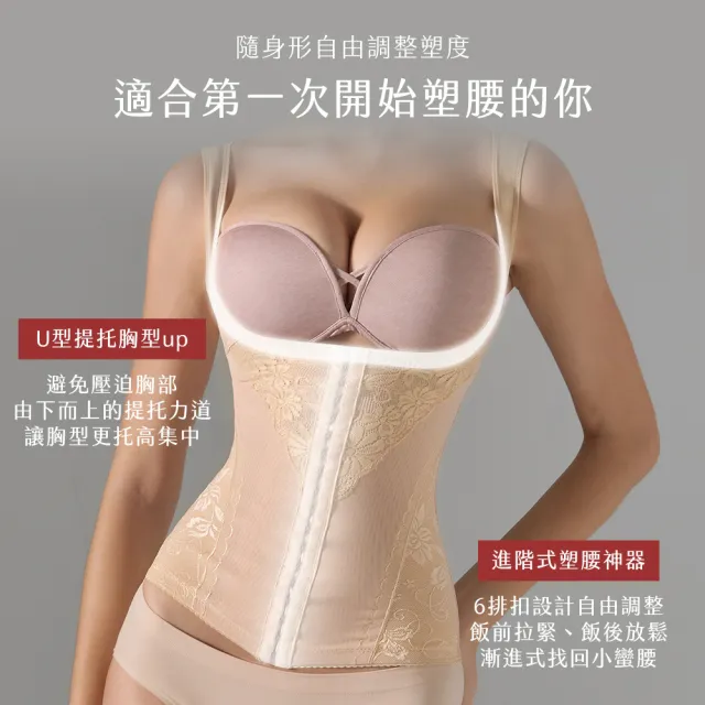 【beaulace 薄蕾絲】2件組-輕挺瘦腰排釦塑身衣 纖腰美型(中塑型)
