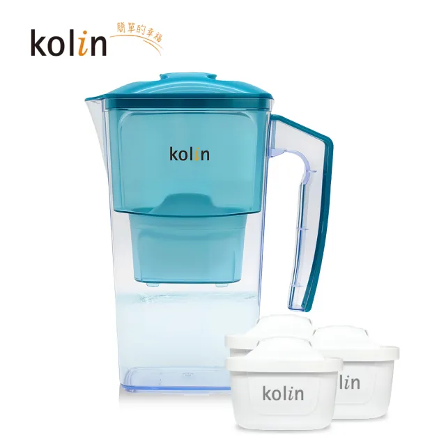 【Kolin 歌林】2.5L濾水壺(內含四重濾芯*1) 加贈2芯(共1壺3芯/適用Brita)