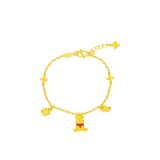 【周大福】小熊維尼系列 紅衣小熊維尼黃金手鍊(鍊長16.25cm)