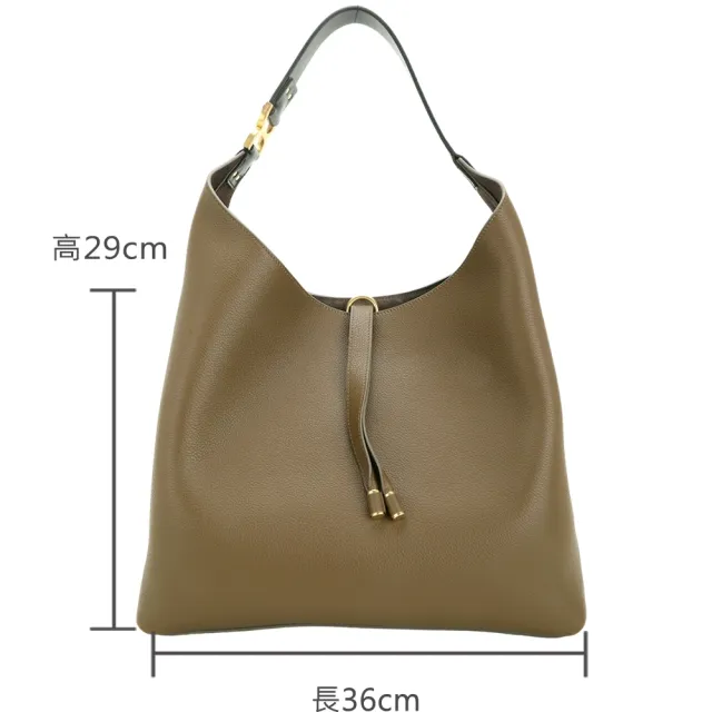 【Chloe’ 蔻依】Marcie Hobo 荔紋牛皮肩背流浪包-墨綠