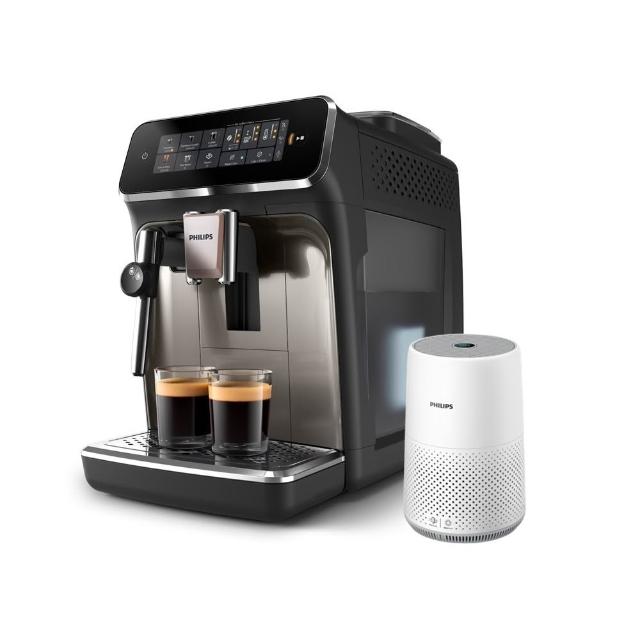 【Philips 飛利浦】雙溫萃取全自動義式咖啡機 經典銀(EP3326/94)+PM0.003奈米級空氣清淨機(AC0819)