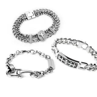 【ROYAL DAMON 羅亞戴蒙】經典白鋼手鍊 多款任選