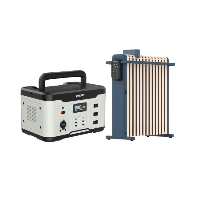 【Philips 飛利浦】1000W 攜帶式儲能行動電源+葉片電暖器(DLP8092C+AHR3124NYS)