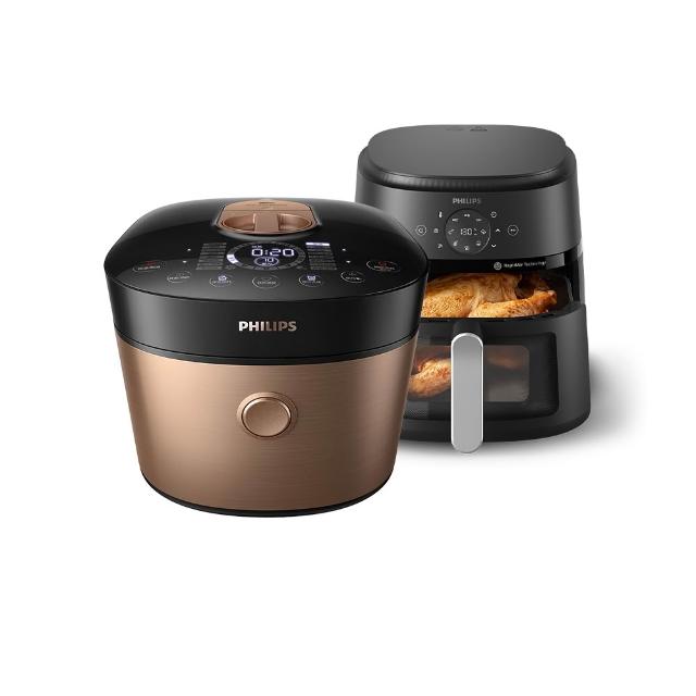 【Philips 飛利浦】智慧萬用鍋_金小萬加星樂視透視海星氣炸鍋6.2L_HD2195加NA231