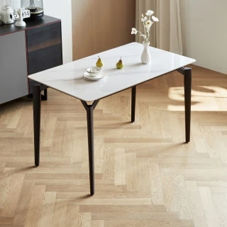 【hoi! 好好生活】Linsy現代簡約小戶型岩板餐桌 1.2M  白+黑