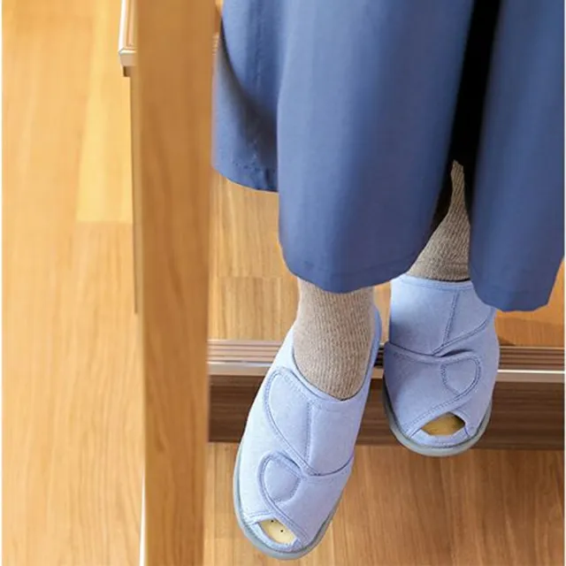 【耆妙屋】Ayumi 日本高齡室內鞋大廠 OPEN-FIT 室內鞋-藍色(室內拖鞋/銀髮族)