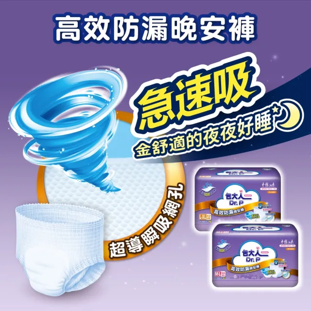 【包大人】高效防漏晚安褲M-L/L-XL 兩箱組 (6包/箱 褲型 成人紙尿褲 尿布) 