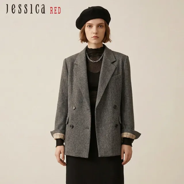 【Jessica Red】通勤利落羊毛雙排釦西裝外套R55005