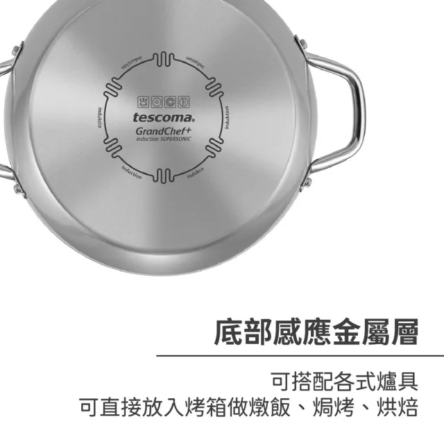 【TESCOMA】歐洲 Grandchef雙耳不沾深炒鍋 鈦灰30cm / 湯鍋 深煎鍋 雙柄鍋 煎炒鍋