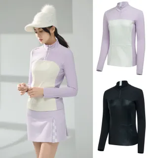 【HONMA 本間高爾夫】女款針織拼接半高領上衣 秋冬款 日本高爾夫球專櫃品牌(S-L淺紫、黑色HWJD504R924)