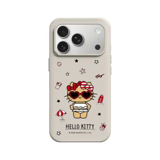 【RHINOSHIELD 犀牛盾】iPhone 15/16/17系列 SolidX 強化吸震緩衝防摔手機殼/愛心墨鏡(Hello Kitty)-貝殼灰