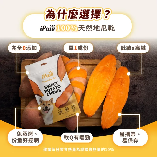 【iPaw】100%純天然地瓜乾 3入組(狗零食/地瓜乾/台灣製造/寵物零食)