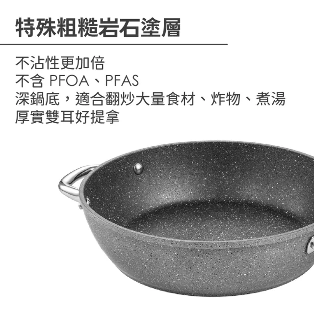 【TESCOMA】歐洲 iPremium雙耳岩石不沾深炒鍋 28cm / 湯鍋 深煎鍋 雙柄鍋 煎炒鍋