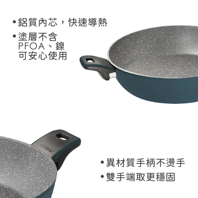 【PEDRINI】義大利 EvoTek不沾雙耳平底鍋 32cm / 平煎鍋 不沾鍋 IH爐適用 雙柄鍋